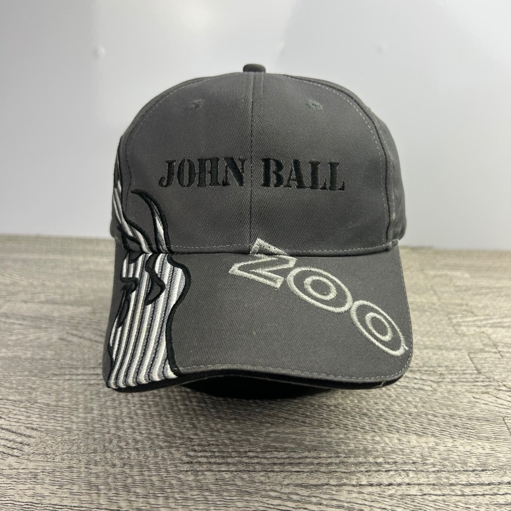 Vintage John‎ Ball Zoo Hat Cap Strap Back Adjustable Gray Flames Animal Adult